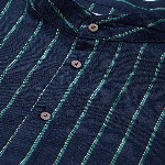 Anouk Men Navy Blue Striped Pure Cotton Kurta