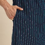Anouk Men Navy Blue Striped Pure Cotton Kurta