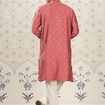 House of Pataudi Pink Ethnic Motifs Printed Mandarin Collar Straight Kurta