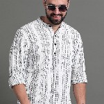HERE&NOW Striped Cotton Short Kurta