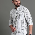 HERE&NOW Striped Cotton Short Kurta