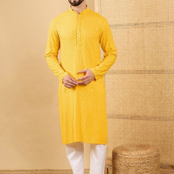 House of Pataudi Embroidered Chikankari Straight Kurta