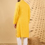 House of Pataudi Embroidered Chikankari Straight Kurta