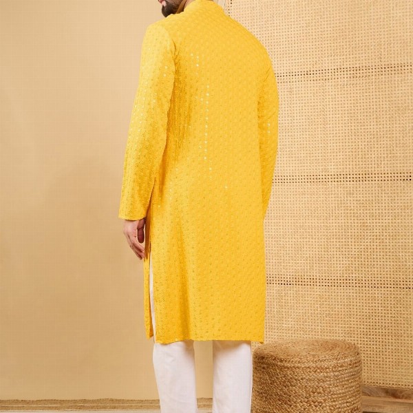 House of Pataudi Embroidered Chikankari Straight Kurta