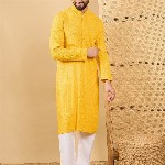 House of Pataudi Embroidered Chikankari Straight Kurta