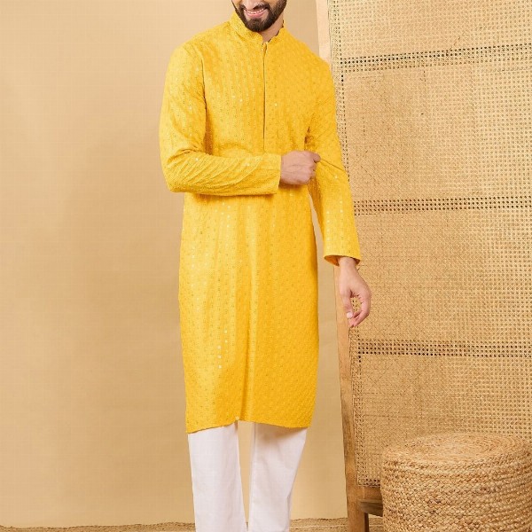 House of Pataudi Embroidered Chikankari Straight Kurta