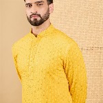 House of Pataudi Embroidered Chikankari Straight Kurta