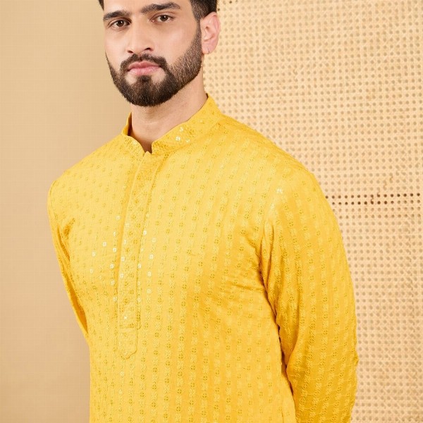 House of Pataudi Embroidered Chikankari Straight Kurta