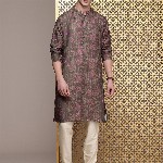 House of Pataudi Jashn Floral Printed Sequinned Indie Florals Kurta