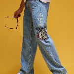 HERE&NOW Men Graphic Print Mid-Rise Pure Cotton Baggy Fit Jeans