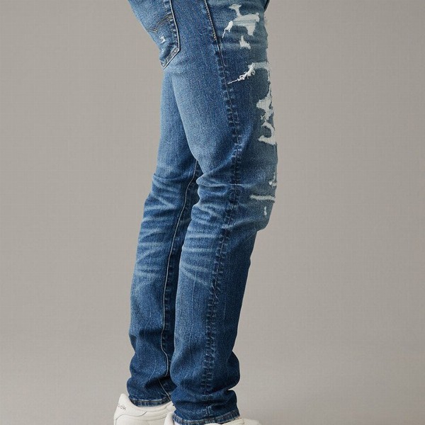 AMERICAN EAGLE OUTFITTERS Men Skinny Fit Highly Distressed Light Fade Stretchable Jeans