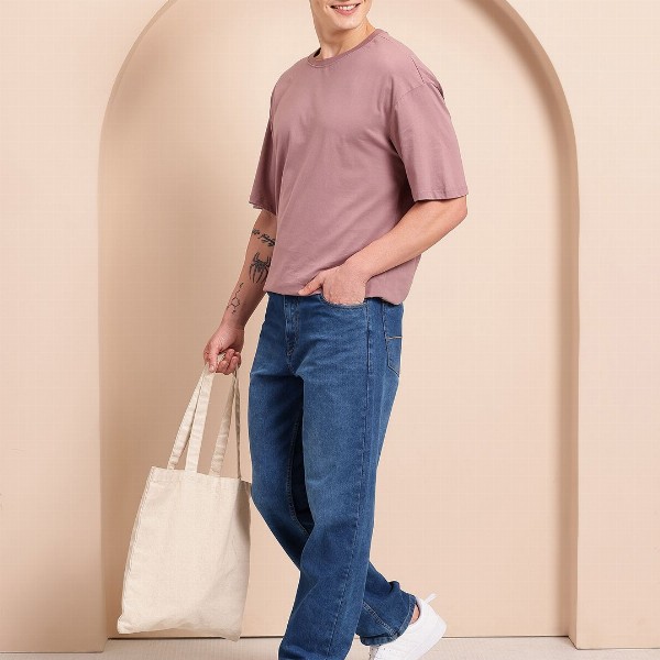 Mast & Harbour Men Straight Fit Mid-Rise Light Fade Stretchable Jeans