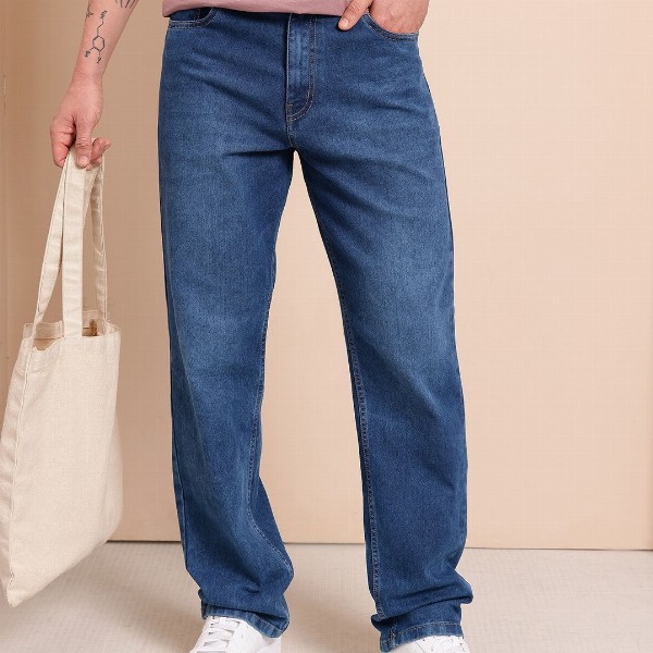 Mast & Harbour Men Straight Fit Mid-Rise Light Fade Stretchable Jeans