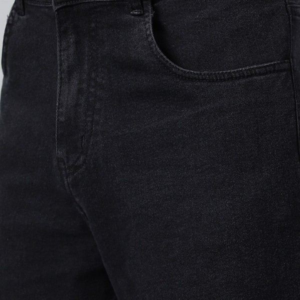 Kotty Men Black Jean Straight Fit Low-Rise Clean Look Stretchable Jeans