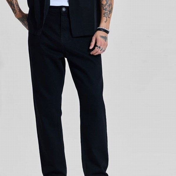 Snitch Men Black Baggy Fit Mid-Rise Dark Shade Jeans