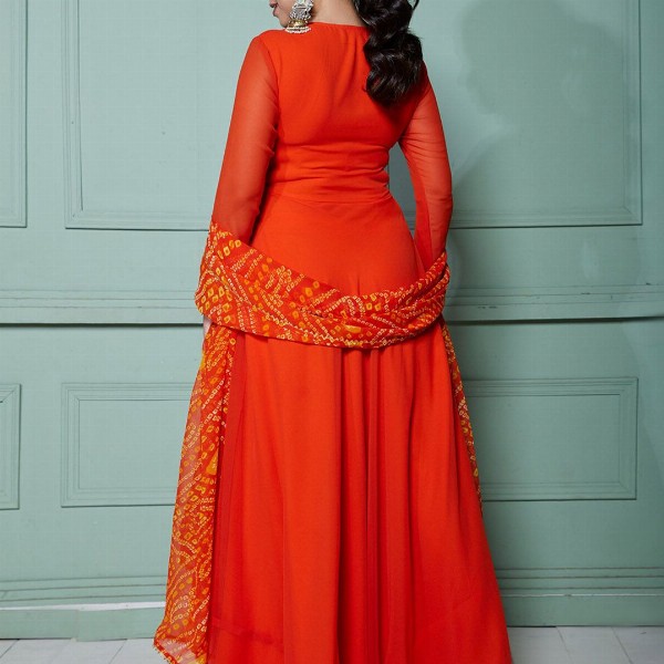 NUD Women Printed Flared Sleeves Georgette Kurta