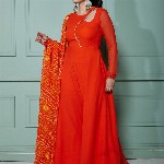 NUD Women Printed Flared Sleeves Georgette Kurta