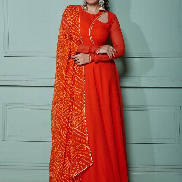 NUD Women Printed Flared Sleeves Georgette Kurta