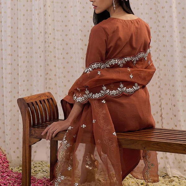 Indo Era Ethnic Motifs Embroidered Regular Gotta Patti Kurta with Trouser & Dupatta