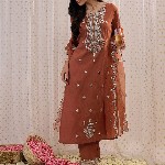 Indo Era Ethnic Motifs Embroidered Regular Gotta Patti Kurta with Trouser & Dupatta