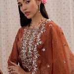 Indo Era Ethnic Motifs Embroidered Regular Gotta Patti Kurta with Trouser & Dupatta