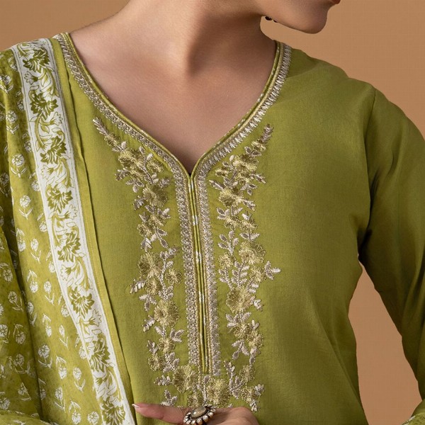 WOMEN PLUS Women Ethnic Motifs Printed Cotton Kurta with Trousers & Dupatta