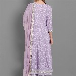 SINGNI Women Purple Ethnic Motifs Embroidered Mirror Work Kurta with Trousers & Dupatta