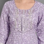 SINGNI Women Purple Ethnic Motifs Embroidered Mirror Work Kurta with Trousers & Dupatta