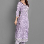 SINGNI Women Purple Ethnic Motifs Embroidered Mirror Work Kurta with Trousers & Dupatta
