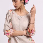 Bombay Bloom Floral Printed Linen Kurta with Trousers