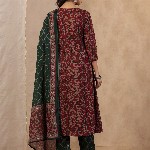 Sangria Floral Printed Pure Cotton Straight Kurta With Trouser & Dupatta