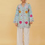 HOUSE OF KARI Women Ethnic Motifs Embroidered Flared Sleeves Cotton A-Line Kurta