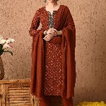 Anouk Women Floral Printed Regular Pure Cotton Kurta with Trousers & With Dupatta