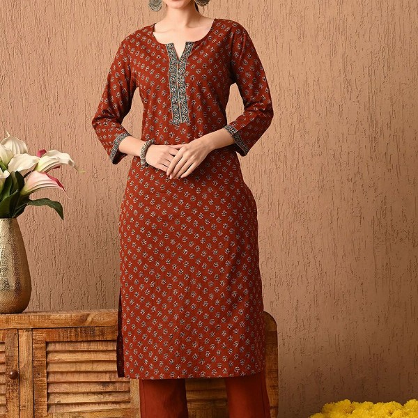 Anouk Women Floral Printed Regular Pure Cotton Kurta with Trousers & With Dupatta