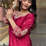 KALINI Floral Embroidered Straight Kurta With Trousers & Dupatta