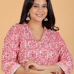 Aramya Paisley Printed V-Neck Regular Pure Cotton Kurta With Trouser With Dupatta