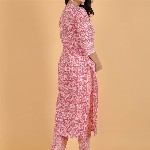 Aramya Paisley Printed V-Neck Regular Pure Cotton Kurta With Trouser With Dupatta
