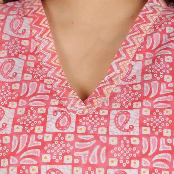 Aramya Paisley Printed V-Neck Regular Pure Cotton Kurta With Trouser With Dupatta