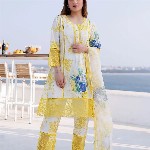 Royal Export Women Embroidered Floral Printed i Style Kurta with Trouser & Dupatta