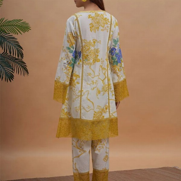 Royal Export Women Embroidered Floral Printed i Style Kurta with Trouser & Dupatta