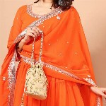 KALINI Floral Embroidered Georgette Anarkali Kurta with Pyjama & With Dupatta