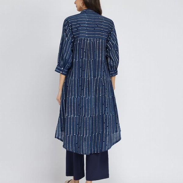 Pink Fort Women Geometric Printed Pure Cotton A-Line Kurta with Trouser