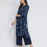 Pink Fort Women Geometric Printed Pure Cotton A-Line Kurta with Trouser