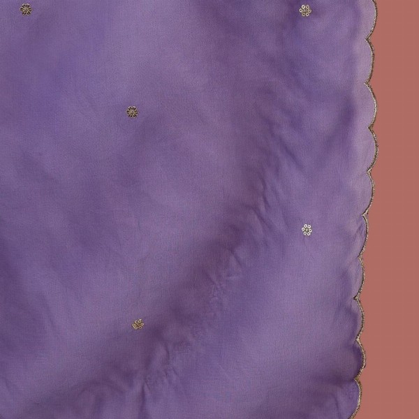 Sangria Floral Embroidered V-Neck A-Line Kurta With Trousers & Dupatta