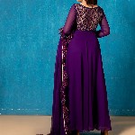 NUD Amethyst Square Neck Gotta Patti Georgette Anarkali Kurta With Dupatta