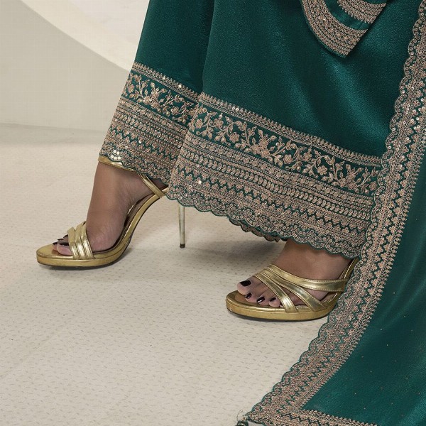 Seerat Ethnic Motifs Embroidered Sequinned Silk Georgette Kurta with Palazzo & Dupatta