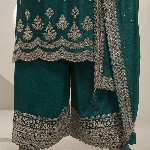 Seerat Ethnic Motifs Embroidered Sequinned Silk Georgette Kurta with Palazzo & Dupatta