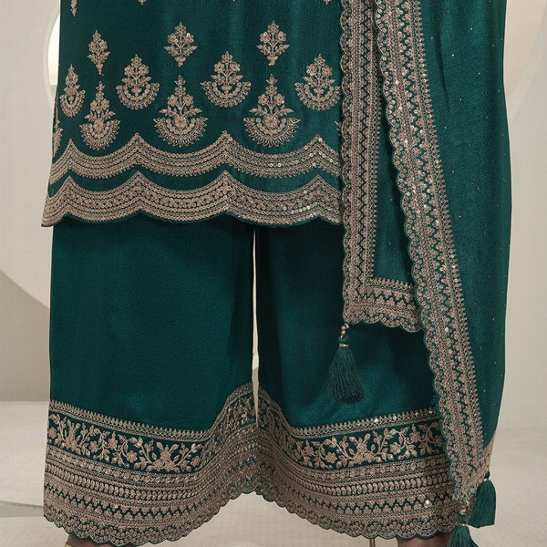 Seerat Ethnic Motifs Embroidered Sequinned Silk Georgette Kurta with Palazzo & Dupatta