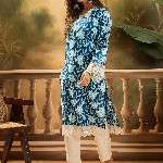 Sangria Floral Printed 100% Cotton Straight Kurta