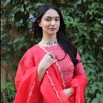 KAHVA Leheriya Printed Empire Gotta Patti Pure Cotton Kurta with Trousers & With Dupatta